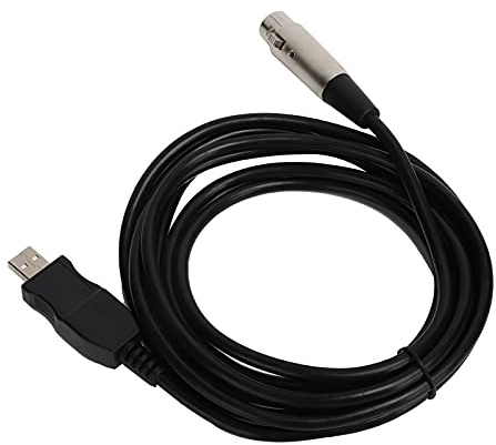 Keenso Cable Adaptador USB XLR de 3 Metros Función de Grabación de Calidad de Sonido Clara para Host Metal Negro 16 bits 48/44,1 KHz Suministros para el Hogar