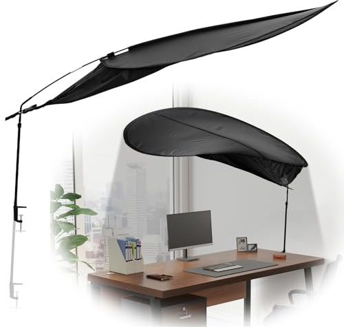 Office Cubicle Desk Shade, 47''x37'' Canopy Essential Cubicle Light Blocker | Adjustable with Clamp and Rotatable Rod for Partitions to Block Overhead Light and Glare,Uv-Resistant Fabric