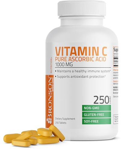 Bronson Vitamin C 1000mg Premium Non-GMO Ascorbic Acid Tablets, 250 Count