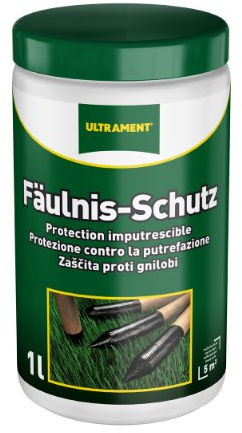 Ultrament Fäulnis-Schutz, wasserabweisender Oberflächenschutz für erdberührte Hölzer, Fäulnis Schutz, 1 Liter