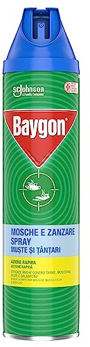 Baygon Mosche e Zanzare Spray Insetticida, Azione Rapida, Protezione a Lunga Durata, 1 Confezione da 400 ml