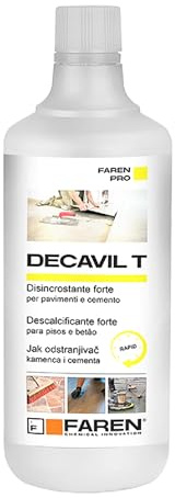 Faren DECAVILT, Pulitore Acido Concentrato, Rimozione Rapida di Cemento e Malte, Sicuro per Pavimentazioni, Diluibile 1lt