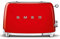 Smeg, Tostapane 2x2 TSF01RDEU, 2 Scomparti da 36mm, 6 Livelli di Doratura, Funzione Riscaldamento, Scongelamento e Bagel, Espulsione Automatica del Pane, Cassetto Raccoglibriciole, 950W, Rosso
