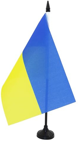 AZ FLAG Tischflagge Ukraine 21x14 cm Polyester 100D Kunststoffsockel