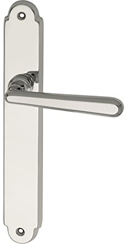 MARCHESI Drückergarnitur Alt-Wien - Türgriff auf Langschild mit Hochhaltefeder - Feuerschutz Türbeschlag, Messing verchromt