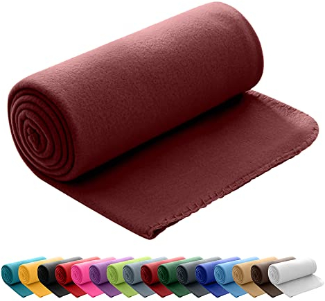 Coperta in pile, 130 x 170 cm, per divano e letto, utilizzabile anche come copriletto, rosso vivo, 130 x 170 cm