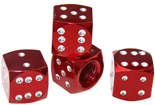 4x Ventilkappen Valve Caps Gezinkte Rigged Dice Würfel Schwarz Auto Fahrrad