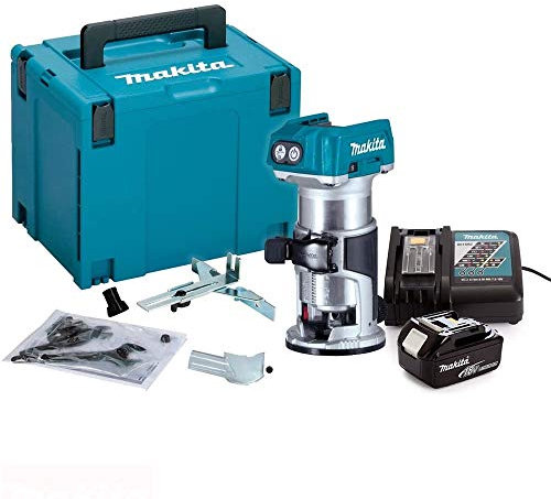 Makita DRT50ZJ 18V Brushless Router/Trimmer with 1 x 6Ah Battery, Charger & Case