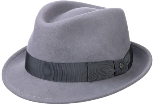 LIERYS Classic Wool Trilby Hut Damen Herren Wollfilz Outdoor wasserabweisend Packable Fedora Sommer Winter grau XL (60-61 cm)