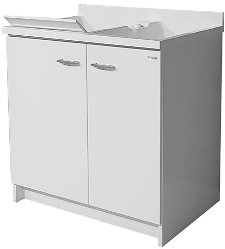 Montegrappa Mobile Lavatoio 80x60x85cm 2 Ante 2 Vasche ASSE in Termoplastico Marella Bianco