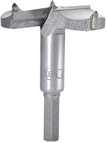 KATUR 60mm Forstner-Bohrer, Bohrer für Holzbearbeitung, Lochsäge für Scharniere, Hartmetallspitze, Rundschaftfräsen für Scharniere, Sperrholz, MDF, CNC-Werkzeug (60mm)