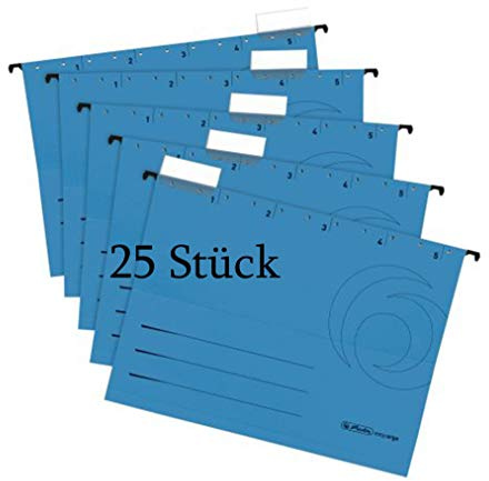 Herlitz Hängemappe A4 UniReg Kraftkarton, 230 g/qm 5x 5er Pack (Mappe) (blau)