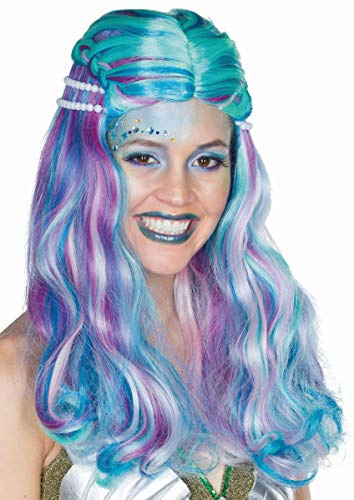 Damen Perücke Meerjungfrau blau lila Meer Karneval Fasching