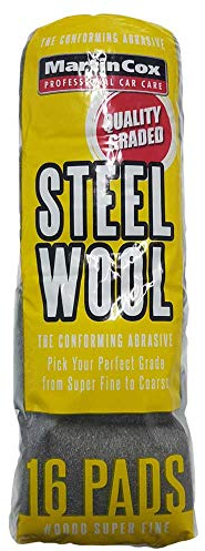 Steel Wool Grade 0000 Martin Cox 16 Steel Wire Wool Pads for Cleaning, Finishing and Polishing Metal, Wood and Automotive Bodywork