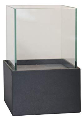 VIVANNO Windlicht Anthrazit Eckig - Kerzenhalter Fiberglas CANDELITA 20cm | Modernes Tischlicht mit abnehmbarem Glasaufsatz für innen und außen, robustes Fiberglas-Design, 20x20x29 cm