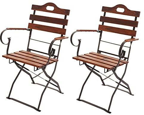 Mendler 2er-Set Biergartenstuhl HWC-J40 Akazie - braun | Klappstuhl, Gartenstuhl, Gastronomie-Qualität, MVG-Zertifiziert