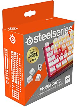 SteelSeries PrismCaps - Touches double shot style pudding - Thermoplastique PBT durable - Compatible avec la plupart des claviers mécaniques - Supports MX - Blanc (Disposition nordique)