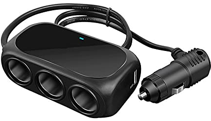 Auto Ladegerät 3-Fach Zigarettenanzünder Adapter Splitter,MoreChioce 120W 12V / 24V Dual-USB Auto Ladegerät Zigarettenanzünder Verteiler Steckdose Kompatibel mit i phoneGPS Handy Tablet,Schwarz