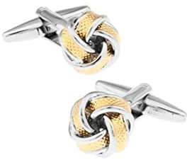 Skcess Manschettenknöpfe Silber Gold, Manschettenknöpfe Herren Knoten Manschettenknöpfe Messing Geschenke für Herren Und Damen