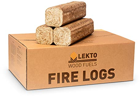 Lekto Woodfuels Fire Logs - 8 x 20 kg Mini Pack, Softwood Sawdust For Open Fires, Wood Burner & Fire Pits | | Lovely Aroma | Compact Packaging | Long Burn 2-3 hours
