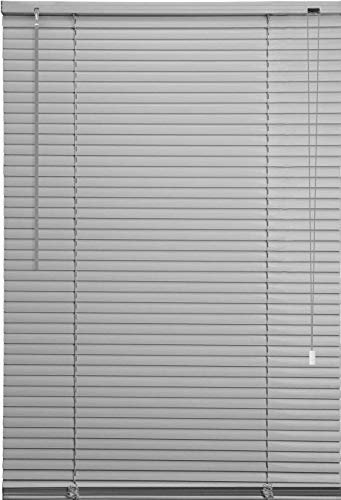 Ruby Deals PVC Venetian Blind Blinds Window 25mm Thin Slats Kitchen Window Blinds Treatments Easy Fit Curtains Trimmable Fittings Home Office(Grey 60W x 150H cm)