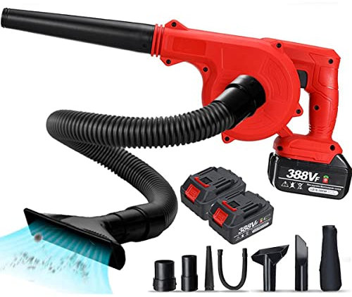 Soffiatori e aspirafoglie elettrici 2 in 1, soffiatore da giardino leggero con 2 batterie da 21 V e caricabatterie, testa di lavoro multipla, per pulizia neve/patio/terrazza/giardino/spolverare garage