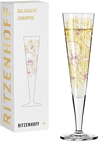 RITZENHOFF 1071031 Bicchiere da champagne 200 ml - Serie Goldnacht No. 31 - Motivo orchidea con oro vero - Made in Germany