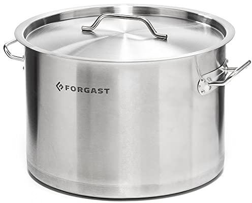 FORGAST Marmite Induction 58L avec Couvercle, Faitout Inox Ø 50 cm | Qualité Pro Tous Feux, Fond Sandwich 5mm, Idéal Grande Cuisine et Plats Mijotés, Lave-Vaisselle