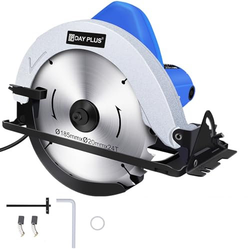 Rigogo 900W Circular Saw, 5000 RPM, 45° Cutting Angle, Wood Saw with 185mm Blade for DIY Workshop Wood Soft Metal Plastic Cutting
