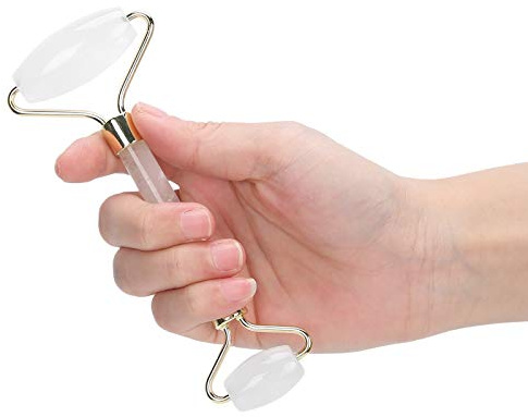 Jade-Roller, Gesichtsmassagegerät, Gesichtsroller, Gesichtsroller, Massagegerät mit Roll-on-Flasche mit ätherischen Ölen, Gesichts-Gesichtsstein-Roller für Falten, Schwellungen,