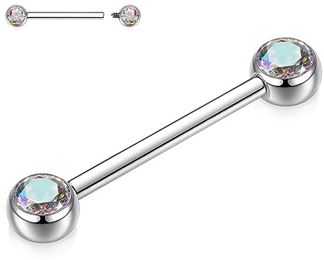 AROWRO 14G Nippelzungenringe G23 Titan Nippelschmuck Gerade Barbells Nippelzungenstange 12mm-18mm