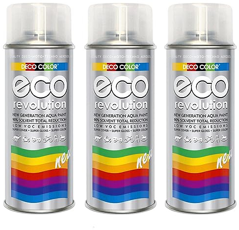 3er Sparpack Deco Color ECO Lackspray glänzend oder matt 400ml nach RAL freie Farbauswahl (3 Dosen ECO Klarlack Glanz)