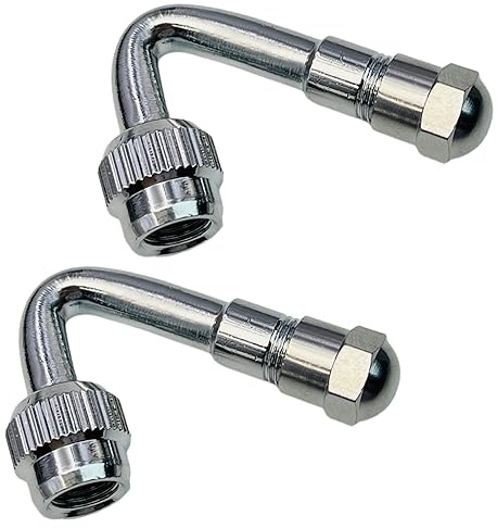 Valve Stem Extenders,45 Degree 90 Degree 135 Degree Schrader Tire Valve Extension Compatible for Dual Wheels Passenger Cars, RV, Stroller, Bicycles, Motorcycles and Trailers (2 Pack 45 Degree)