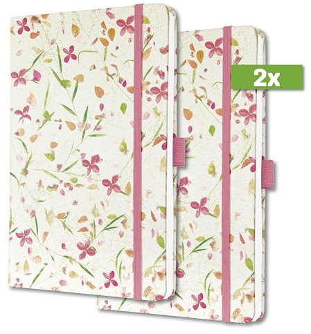SIGEL J4307/2 Wochenkalender Jolie 2024, Bloom Pink, ca. A5, weiß, pink, Hardcover, Gummiband, Stiftschlaufe, Einstecktasche, 174 Seiten, aus nachhaltigem Papier, Terminplaner, 2 Stück