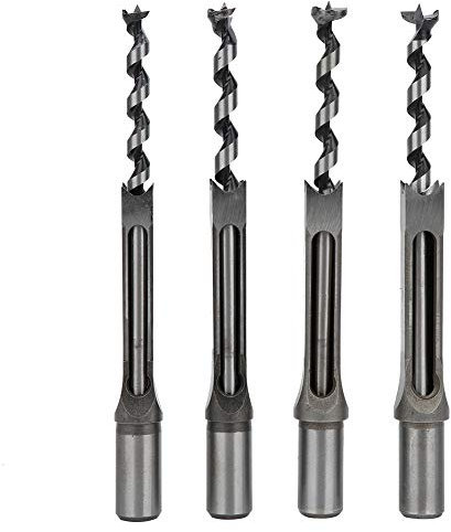 BestAlice Juego de 4 Brocas Cuadradas para Carpintería, Juego de Brocas Cuadradas para Carpintería, Brocas Avellanadoras para Cincel para Embutir Madera, Juego de Herramientas de Perforación para Made