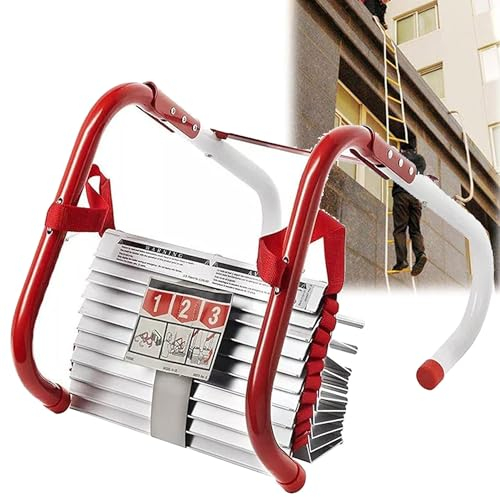 DPLXFPP Notfall-Feuerleiter-Seilleiter, Tragbare Notfall-Seilleiter, 2–6 Stockwerke Für Häuser, Flucht Selbstrettung, Kletterleitern, Leichte Externe Rettungsleiter,10M/32FT