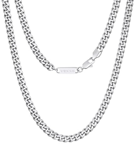 VEXXS 3/4/5/6mm Herren Panzerkette, 18K Gold beschichtet Cuban Halskette, Miami Kubanische Gliederkette Herren Kette Hip Hop Nickelfrei für Männer Damen
