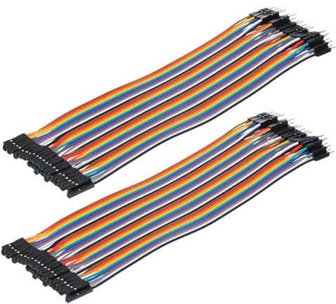 sourcing map Male to Female 40Pin Breadboard Jumper Wire 2.54mm Pitch Ribbon Cable 20cm Long Electronics Breadboard Ribbon Cables for Breadboard Electronic Projects Pack of 2