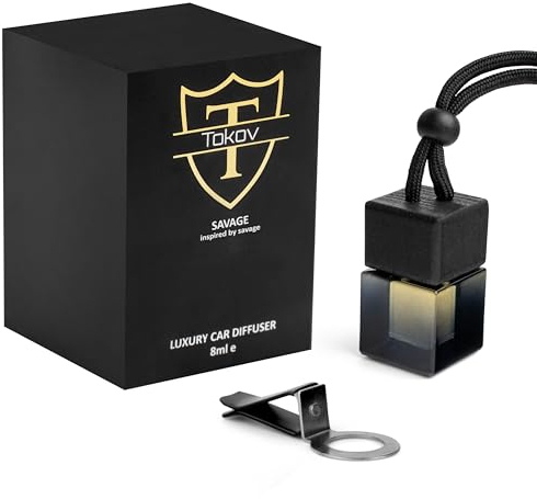 Tokov Savage Air Freshener with Vent Clip - Sauvage-Inspired Fragrance for Men, Strong & Long-Lasting