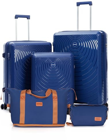 CONCEPTEN Luggage Sets 5 Piece,Lightweight,Impact-Resistant,Wear-Resistant Suitcases with Wheels, Hardshell Suitcase Set with Spinner Wheels, PP Carry on Luggage Set with TSA Lock, Travel Luggage