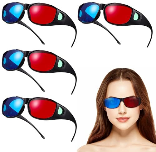 Gadpiparty Lot De 5 Lunettes 3D Rouges/Cyan pour Projecteur Confortables pour Un Port Prolongé