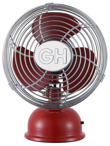 Good Housekeeping All-Metal 12,7 cm USB-Ventilator mit Oszillation, karminrot