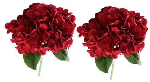 predolo 2 stück Real Touch Blume Blume Bouquet Hortensien für Engagement, Rot