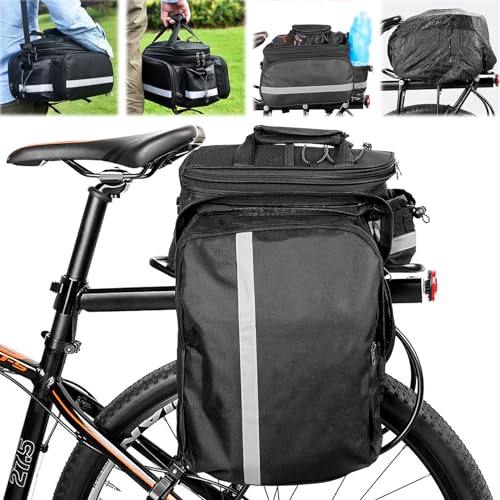 ELNLE Fahrradtaschen für Gepäckträger 10 bis 27L Fahradtaschen Hinten Gepäckträgertaschen Wasserdicht mit Regenschutz Reflektierend Tragegriff und Schultergurt, Multifunktionale Bike Bag