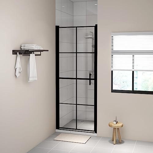 Kangmusi Duschtür Hartglas 81x195 cm Schwarz, 148890