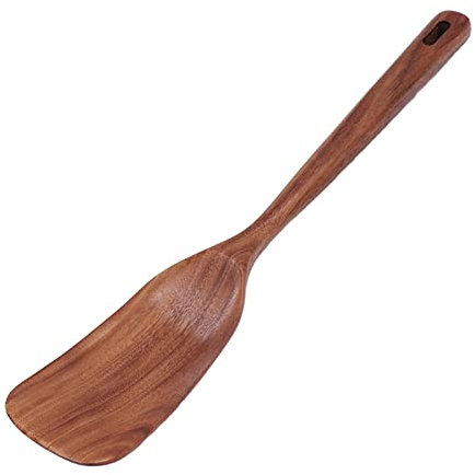 Lot de 2 spatules en bois pour la cuisson du wok, grattage, spatule de cuisson antiadhésive, ustensile de cuisine en bois, spatule plate coudée, spatule à œufs, grattoir, spatule (wooden shovel)