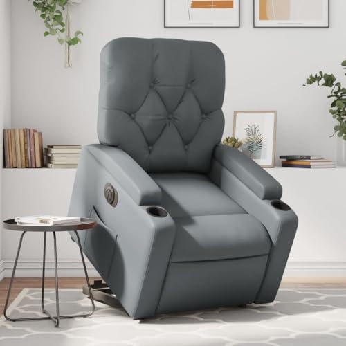 Homgoday Loungesessel, Sessel, Relaxsessel, Schlafsessel, verstellbare Rückenlehne, grau, aus Kunstleder, Modell 3204789
