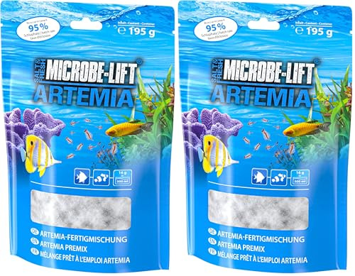 Microbe-Lift Artemia – Mezcla prepreparada de Huevos de Artemia + Sal, alimento Vivo Ideal para Peces en Cualquier Acuario de Agua Dulce y de Agua Dulce (Paquete de 2)