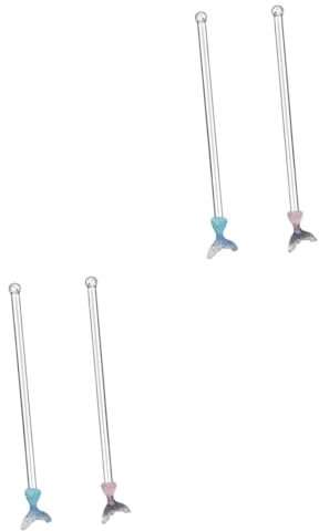 Ciieeo 2 Sätze Meerjungfrau Rührstäbchen -rührstäbchen Süßer Rührstab Getränkestangen Martini-picks Rührgeräte Für Mixgetränke Make-up-rührstäbe Weinrührer Spieße Glas 2 Stück * 2