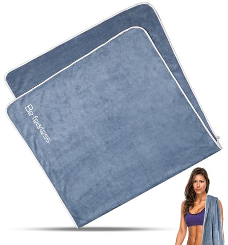 WINKIO Fitness Handtuch 140x70cm, Sporthandtuch Fitnessstudio, Rutschfest Mikrofaser, Saugstark für Gym, Weich für Sport Yoga Training Schwimmen (Blau)